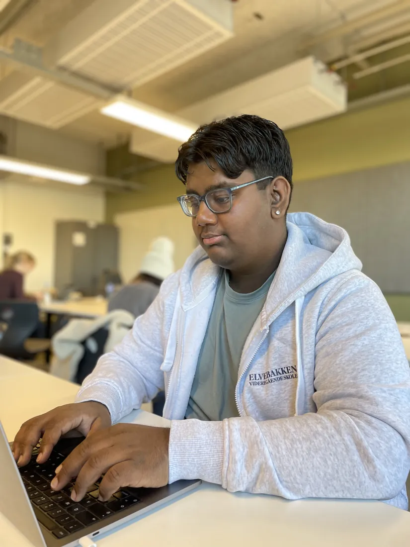 Kavin som jobber på laptop